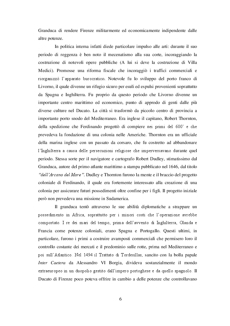 Anteprima della tesi: Firenze alla conquista del Sudamerica: la spedizione di Ferdinando de' Medici del 1608, Pagina 3