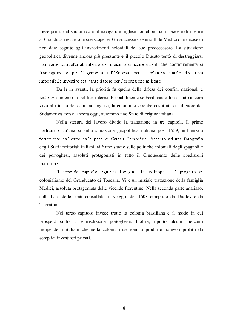 Anteprima della tesi: Firenze alla conquista del Sudamerica: la spedizione di Ferdinando de' Medici del 1608, Pagina 5