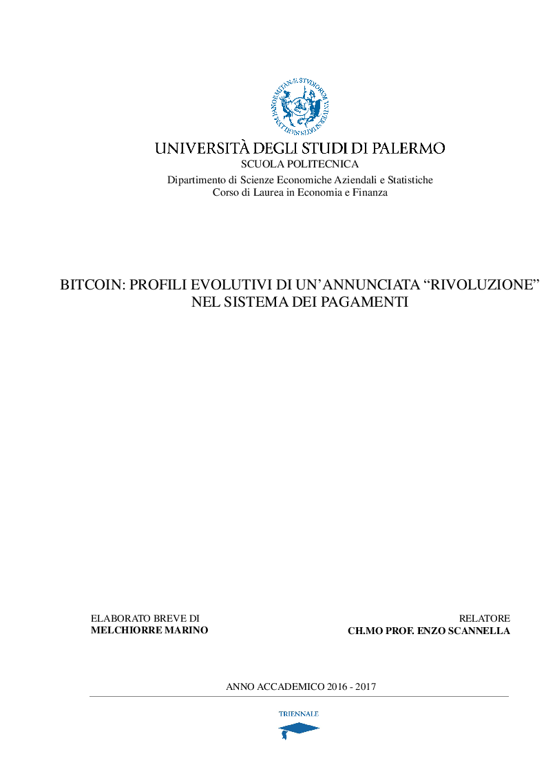 Anteprima della tesi: Bitcoin: profili evolutivi di un'annunciata ''rivoluzione'' nel sistema dei pagamenti, Pagina 1