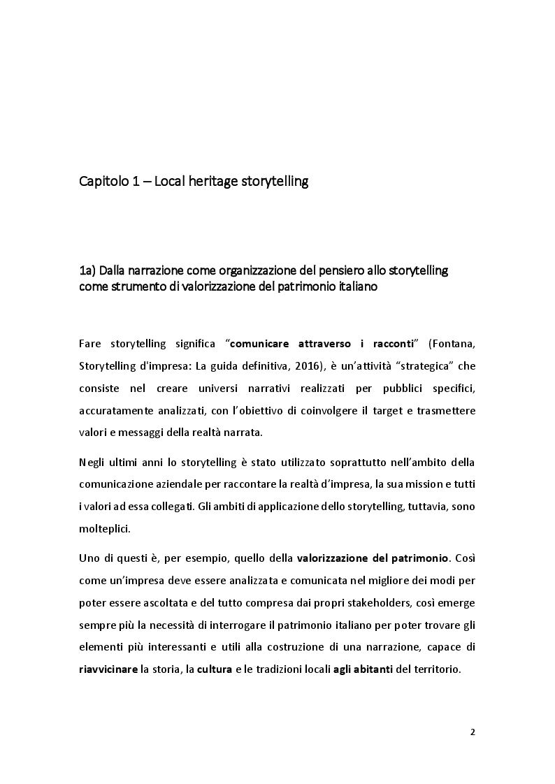 Anteprima della tesi: Heritage Storytelling – Narrare il patrimonio per coinvolgere le comunità e risvegliare i genii loci della penisola italiana, Pagina 3