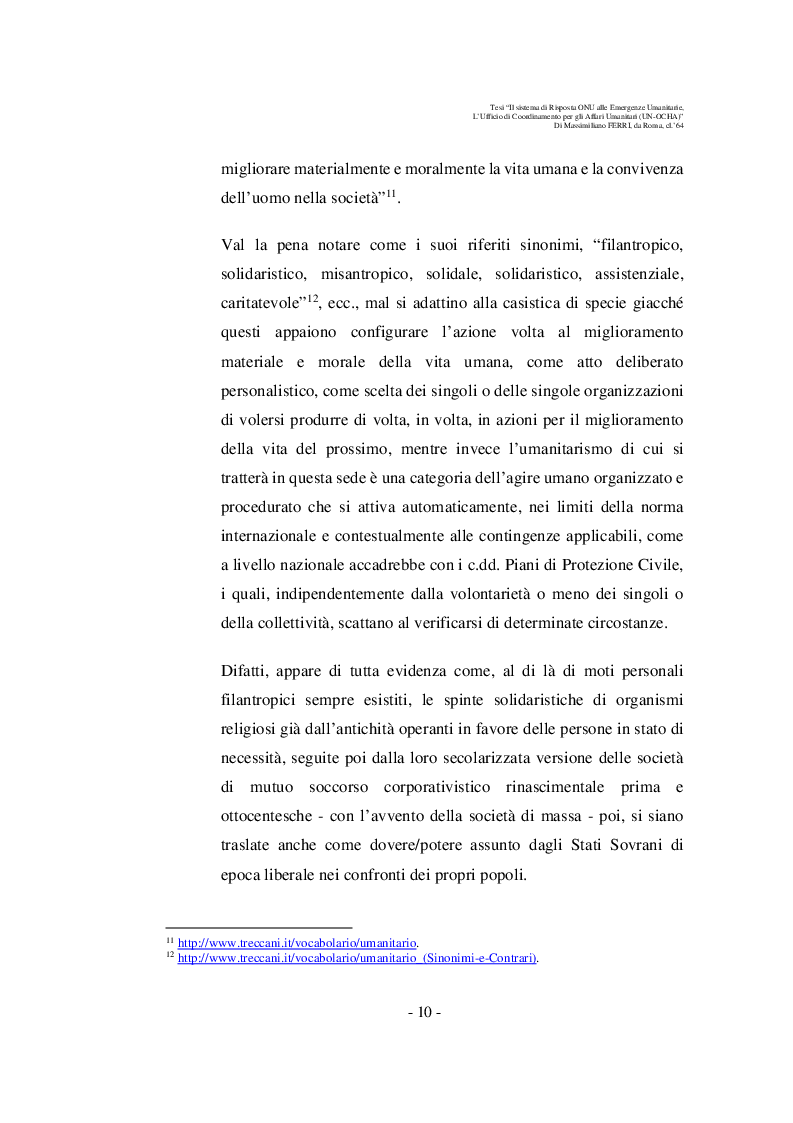 Anteprima della tesi: Il sistema di risposta ONU alle emergenze Umanitarie Complesse. L’Ufficio per il Coordinamento degli Affari Umanitari (Office for the Coordination of the Humanitarian Affairs, UN-OCHA), Pagina 11