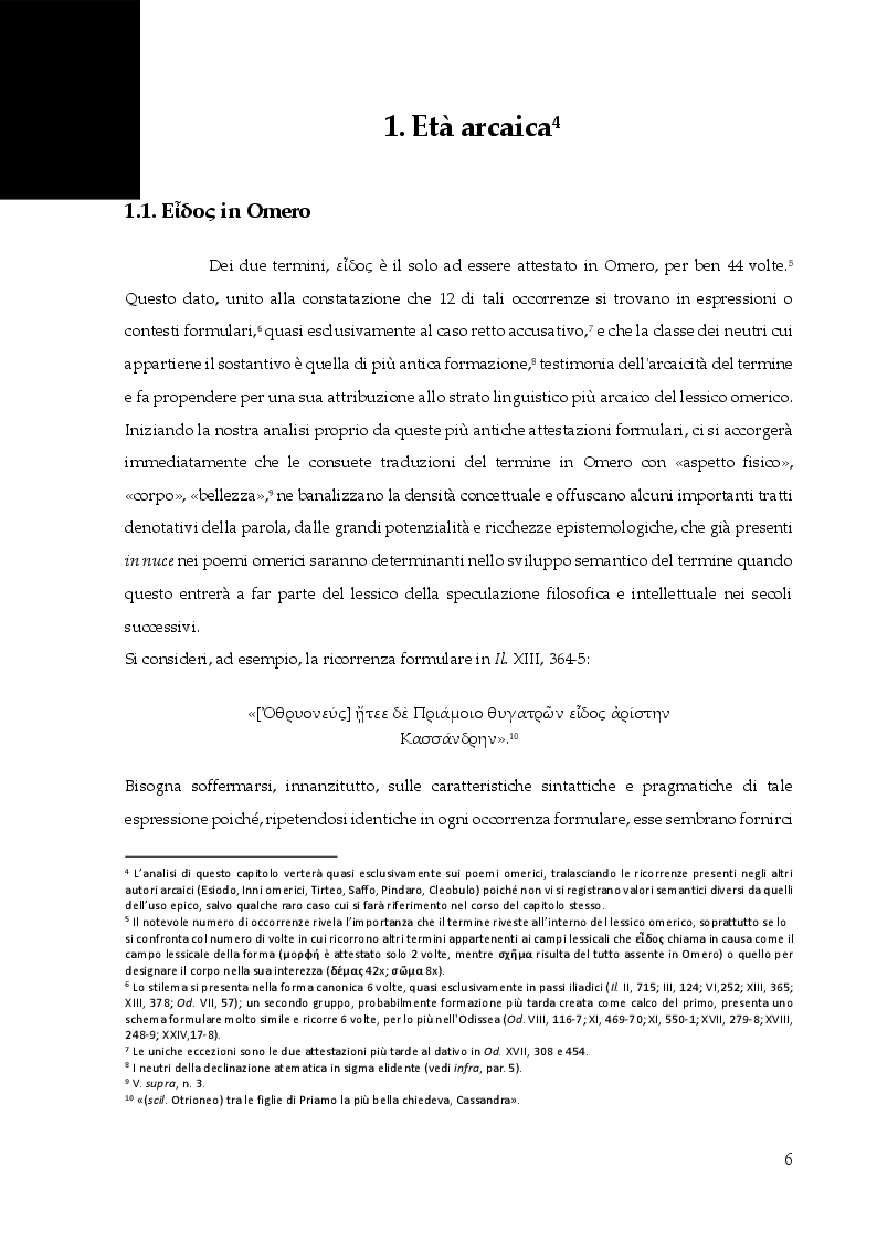 Anteprima della tesi: Semantica di eidos e idea dai poemi omerici al Corpus Hippocraticum. Sulle tracce di un progressivo addensamento epistemologico, Pagina 2
