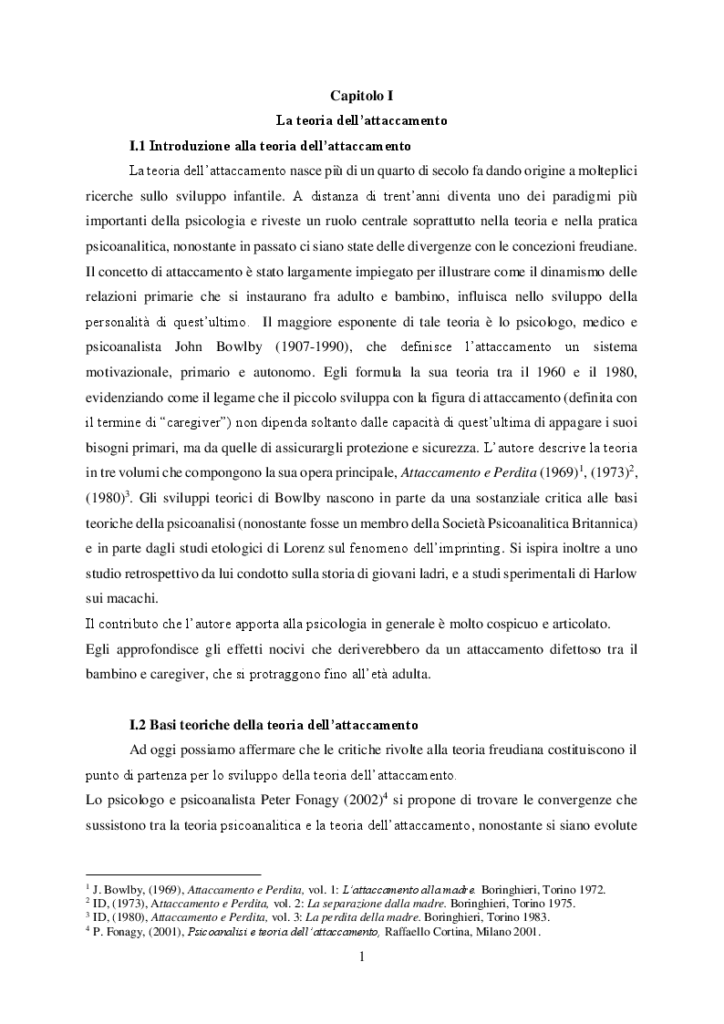 Anteprima della tesi: Attaccamento e psicopatologia: teoria dell'attaccamento e disturbo borderline di personalità, Pagina 3