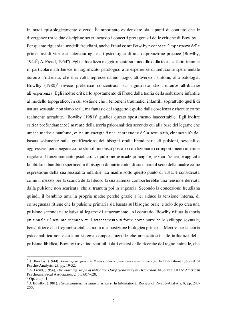 Anteprima della tesi: Attaccamento e psicopatologia: teoria dell'attaccamento e disturbo borderline di personalità, Pagina 4