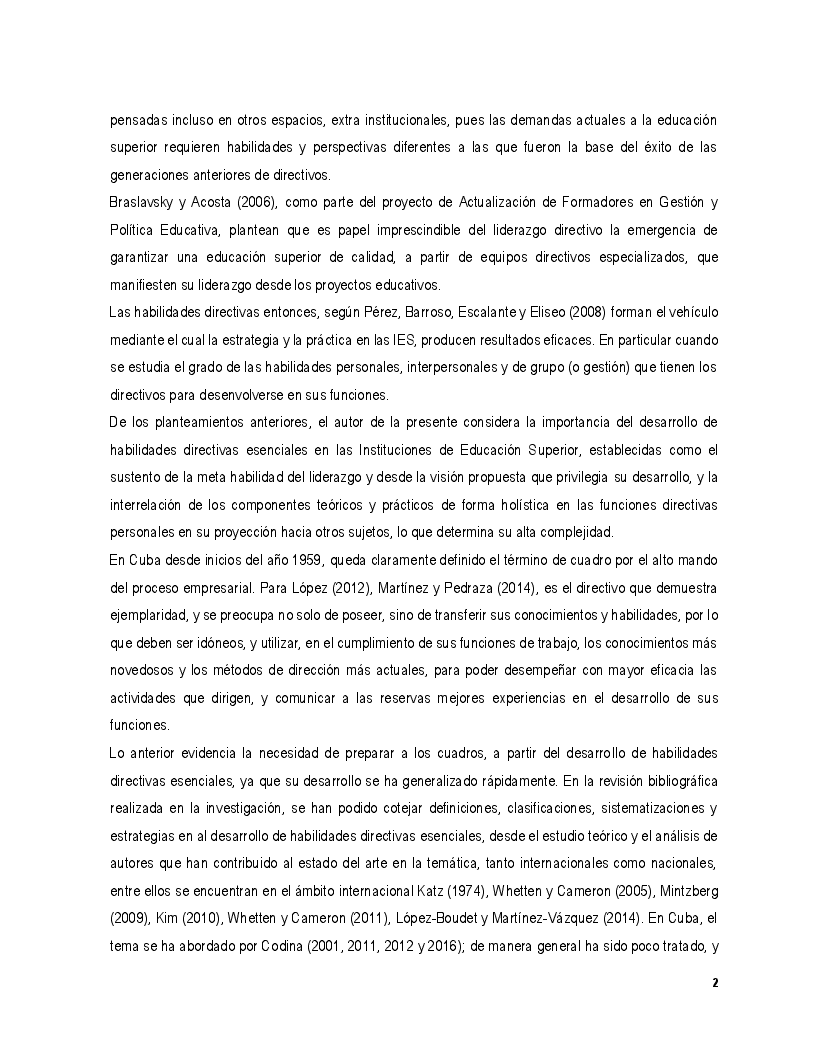 Anteprima della tesi: Estrategia para el desarrollo de habilidades directivas esenciales con enfoque de liderazgo en los cuadros ejecutivos y sus reservas en la Universidad de La Habana, Pagina 4