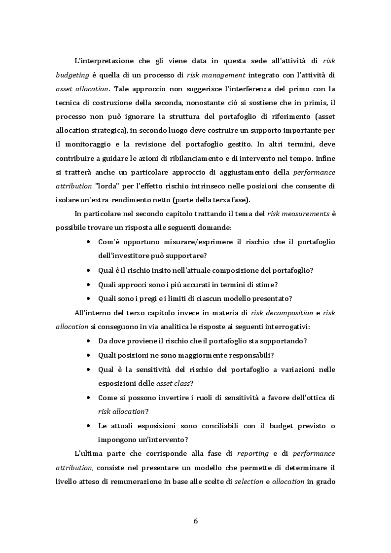Anteprima della tesi: Tecniche di valutazione, scomposizione, attribuzione e allocazione del rischio nel processo di investimento, Pagina 3