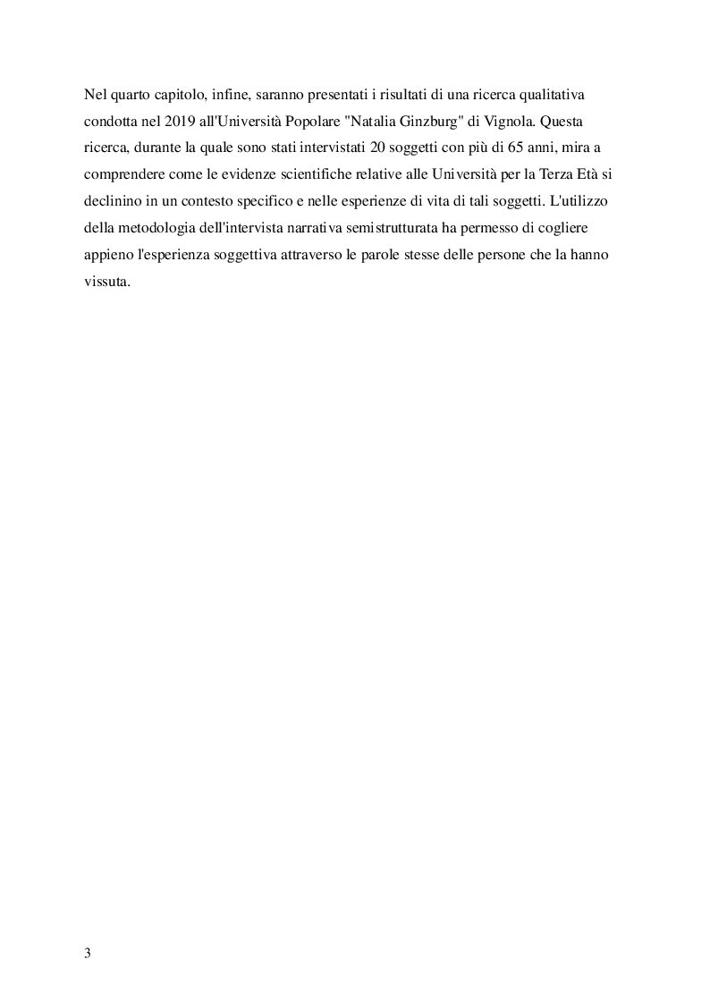 Anteprima della tesi: Il ruolo delle Università per la Terza Età nella promozione del benessere durante l'invecchiamento. L'esperienza dell'Università Popolare ''Natalia Ginzburg'' di Vignola., Pagina 4