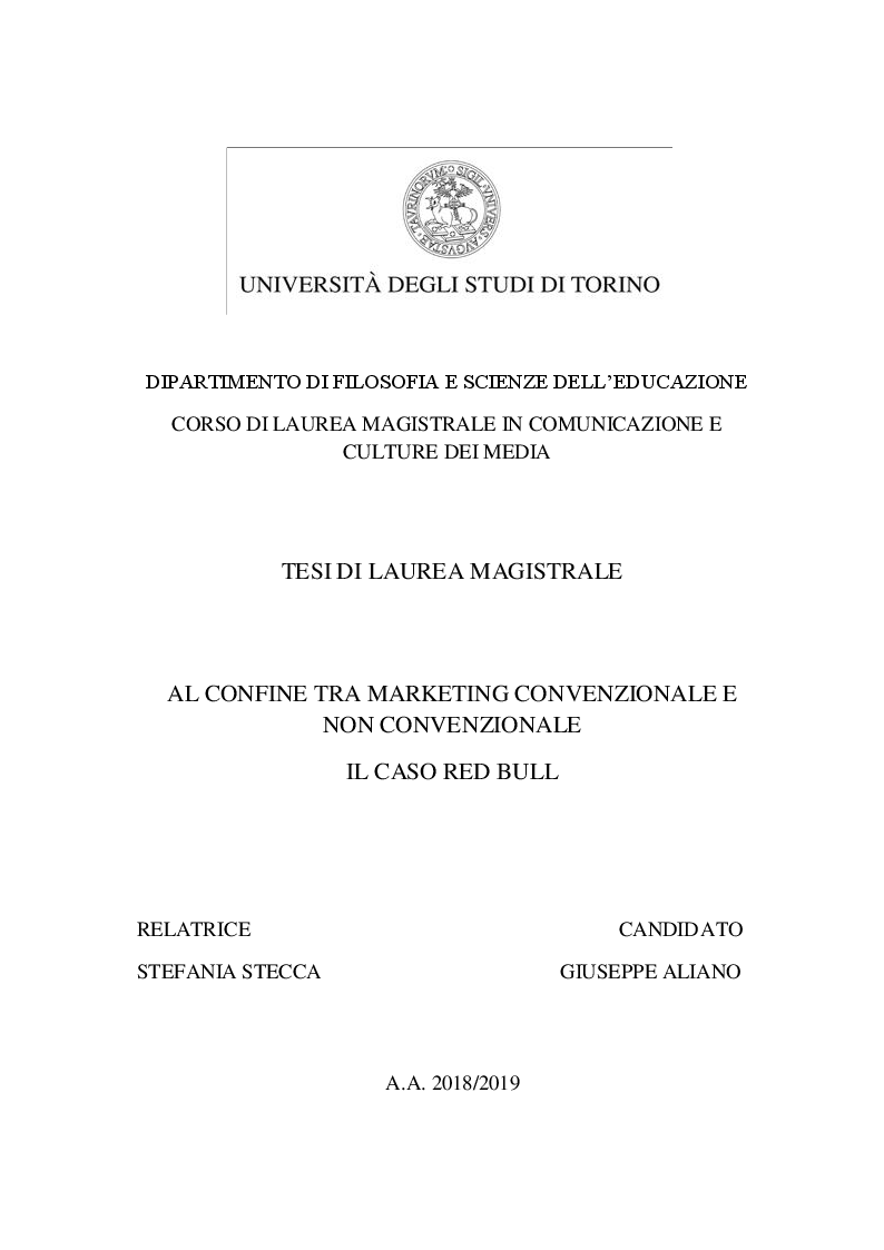 Anteprima della tesi: Al confine tra marketing convenzionale e non convenzionale - Il caso Red Bull, Pagina 1
