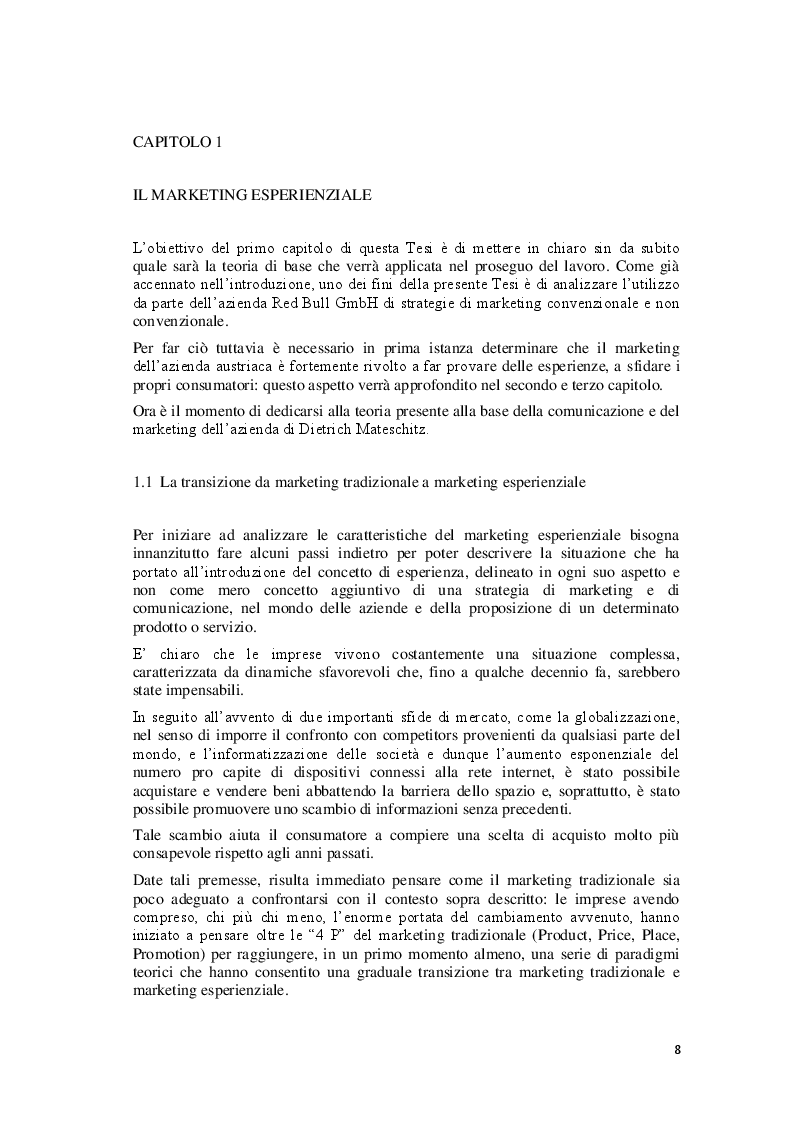 Anteprima della tesi: Al confine tra marketing convenzionale e non convenzionale - Il caso Red Bull, Pagina 4