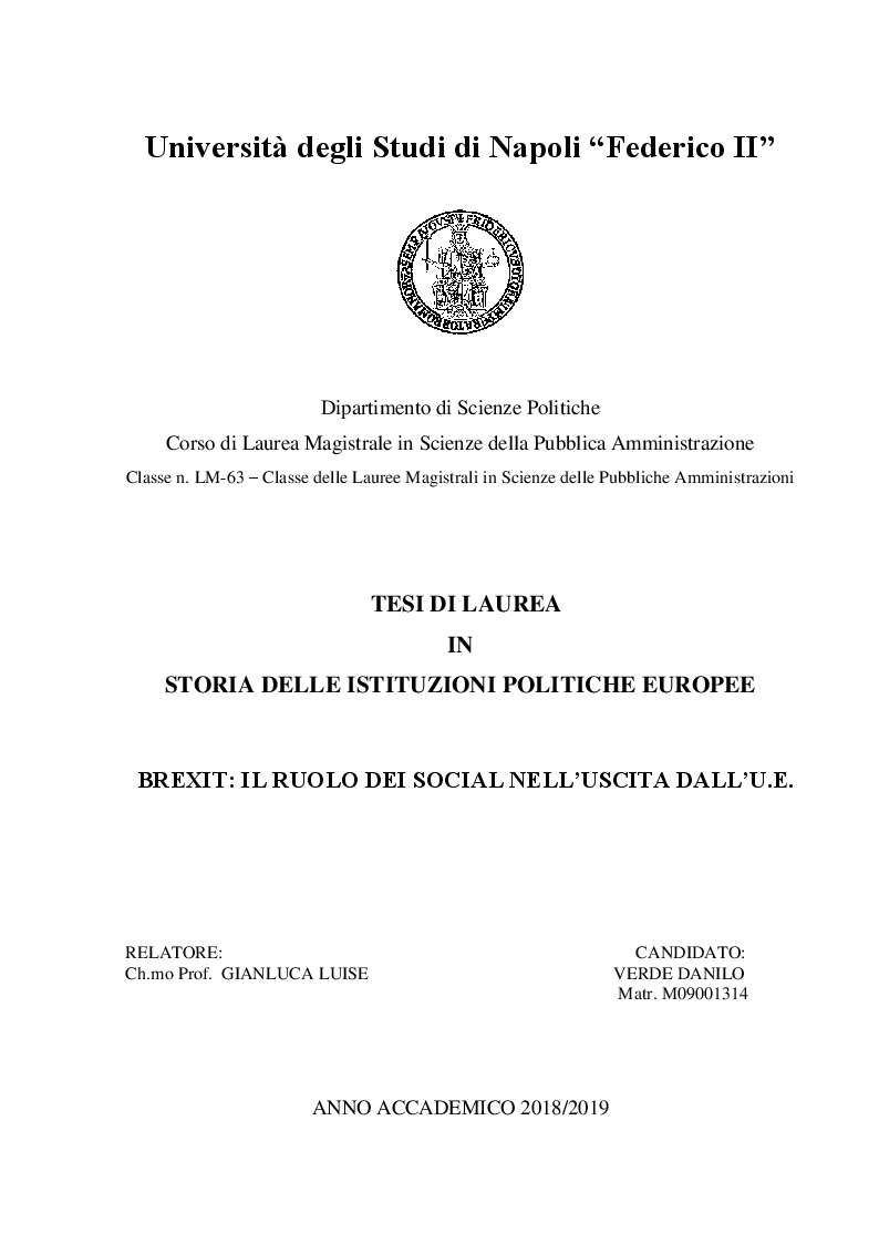 Anteprima della tesi: Brexit: il ruolo dei social nell’uscita dall’U.E., Pagina 1
