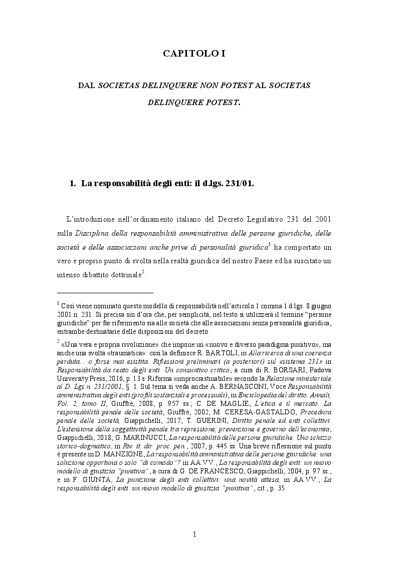 Anteprima della tesi: Responsabilità da reato degli enti: quale natura e quali implicazioni?, Pagina 6