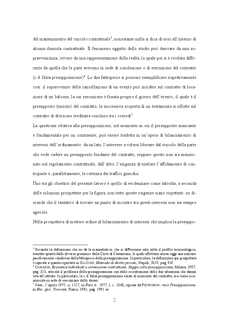Anteprima della tesi: La presupposizione e i contratti di lunga durata, Pagina 3