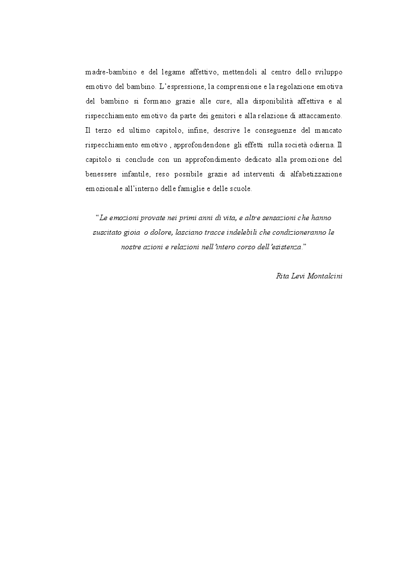 Anteprima della tesi: Lo sviluppo emotivo del bambino. Gli effetti del mancato rispecchiamento emotivo., Pagina 3