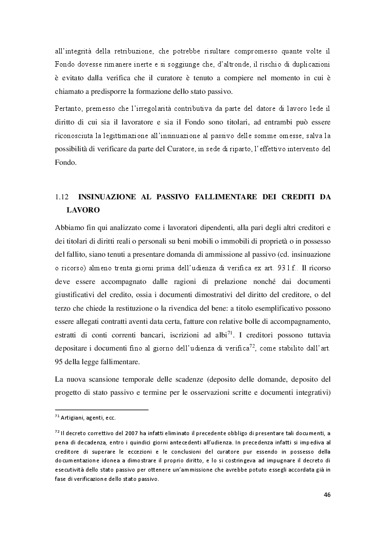 Anteprima della tesi: La particolare tutela di cui godono i crediti da lavoro subordinato nel fallimento, Pagina 5