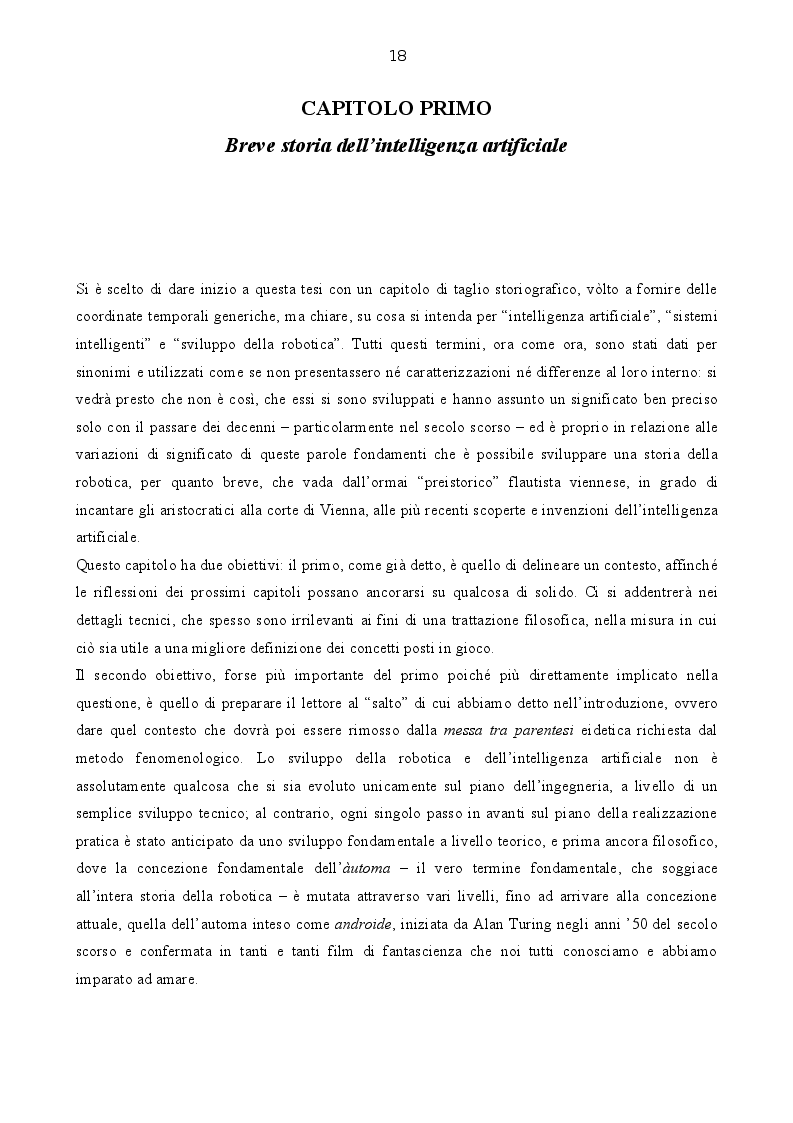 Estratto dalla tesi: IA. Una critica fenomenologica al concetto di intelligenza artificiale