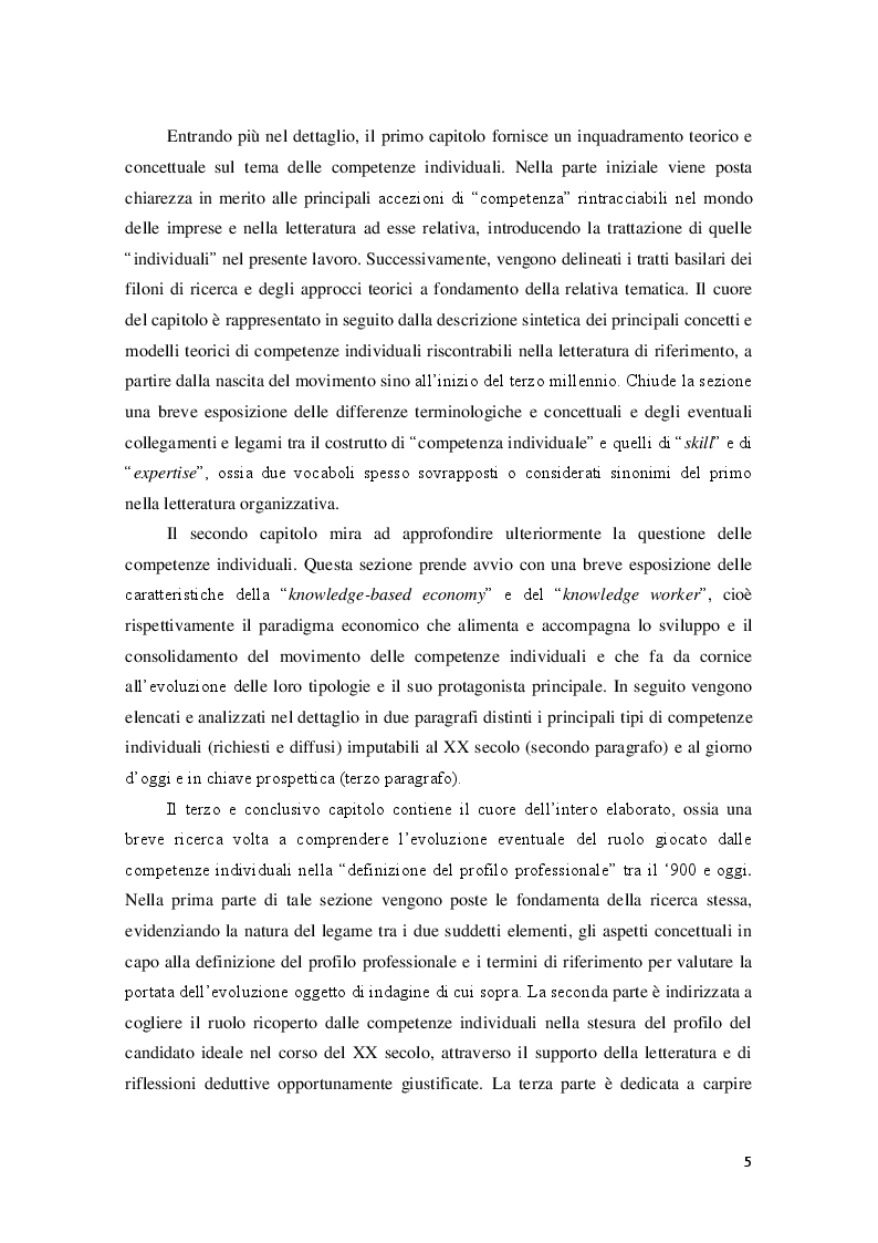Anteprima della tesi: Competenze e definizione dei profili professionali: quale ruolo per quale evoluzione?, Pagina 3