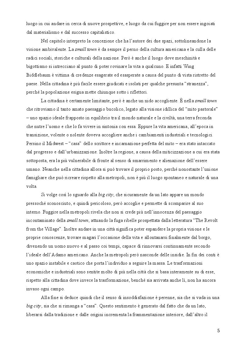 Anteprima della tesi: Sherwood Anderson: uno Storyteller moderno in ''Winesburg, Ohio'', Pagina 6