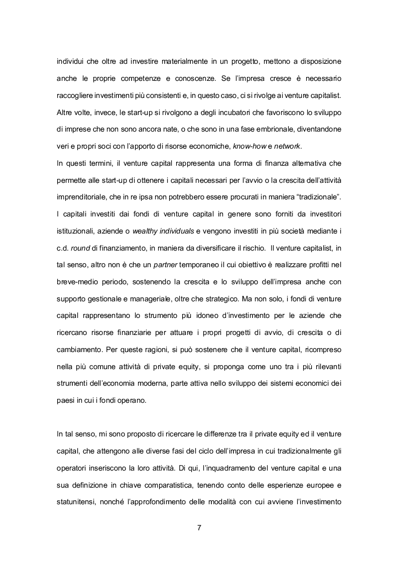 Anteprima della tesi: Profili giuridici del Venture Capital - Terms and Conditions di un contratto di investimento, Pagina 4