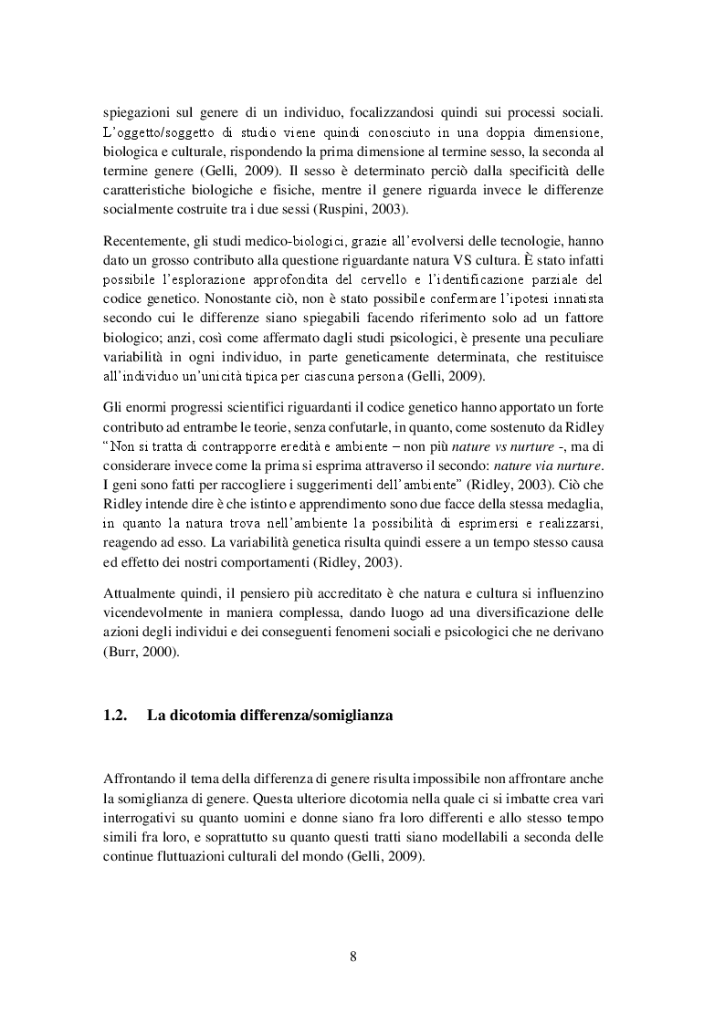 Anteprima della tesi: Nuovi Significati e Nuove Relazioni di Genere nella Famiglia e nel Lavoro, Pagina 5