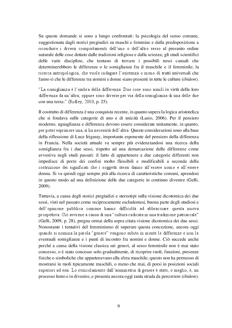 Anteprima della tesi: Nuovi Significati e Nuove Relazioni di Genere nella Famiglia e nel Lavoro, Pagina 6