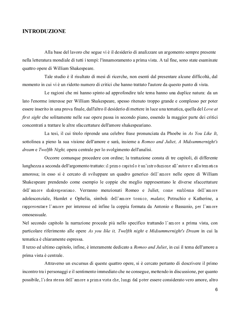 Anteprima della tesi: “Whoever loved that loved not at first sight?” William Shakespeare e l’amore a prima vista, Pagina 4
