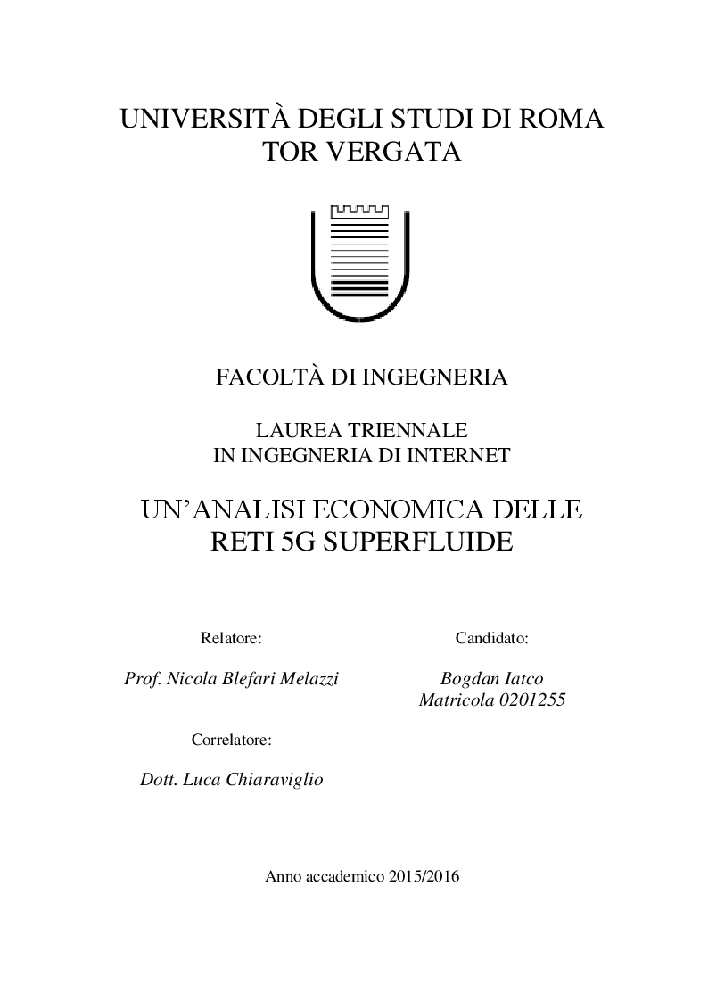 Anteprima della tesi: Un’analisi Economica Delle Reti 5G Superfluide, Pagina 1