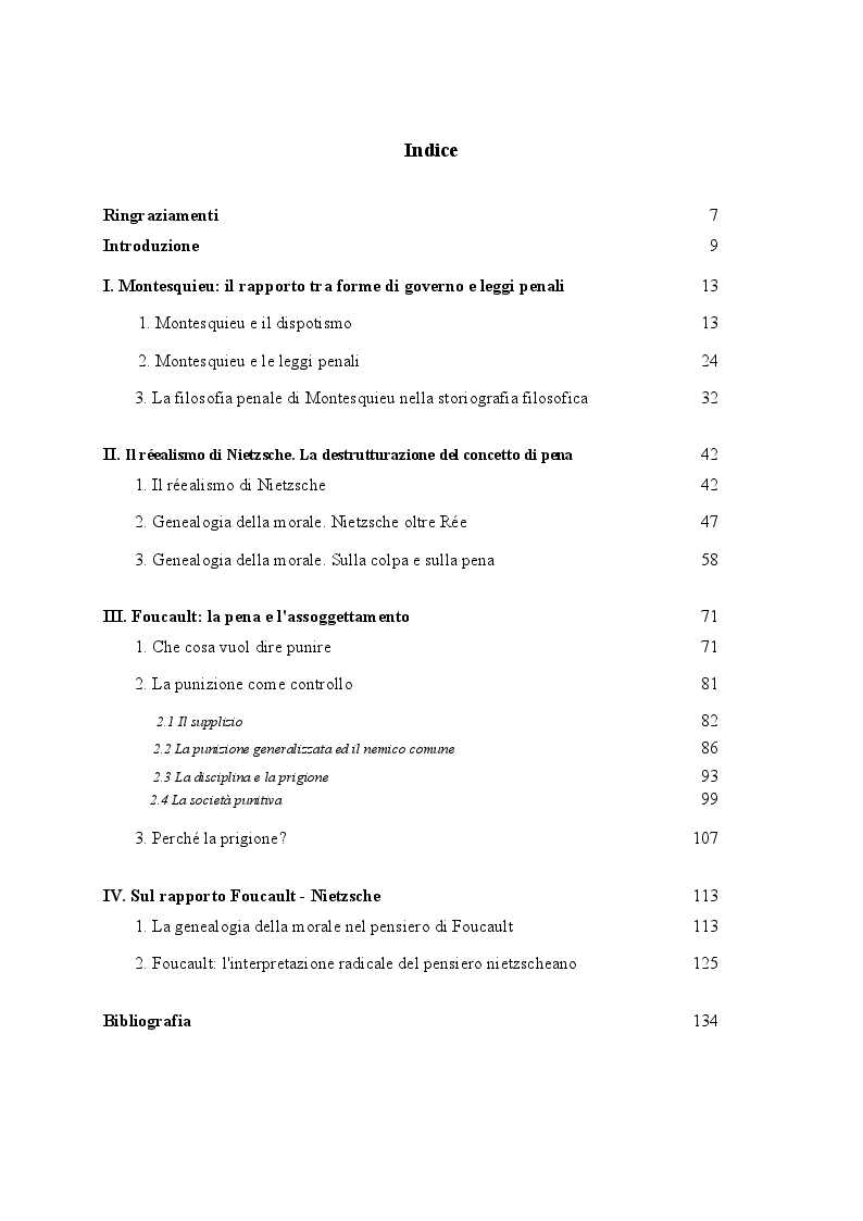 Indice della tesi: Sulla pena. Una riflessione filosofica. , Pagina 1