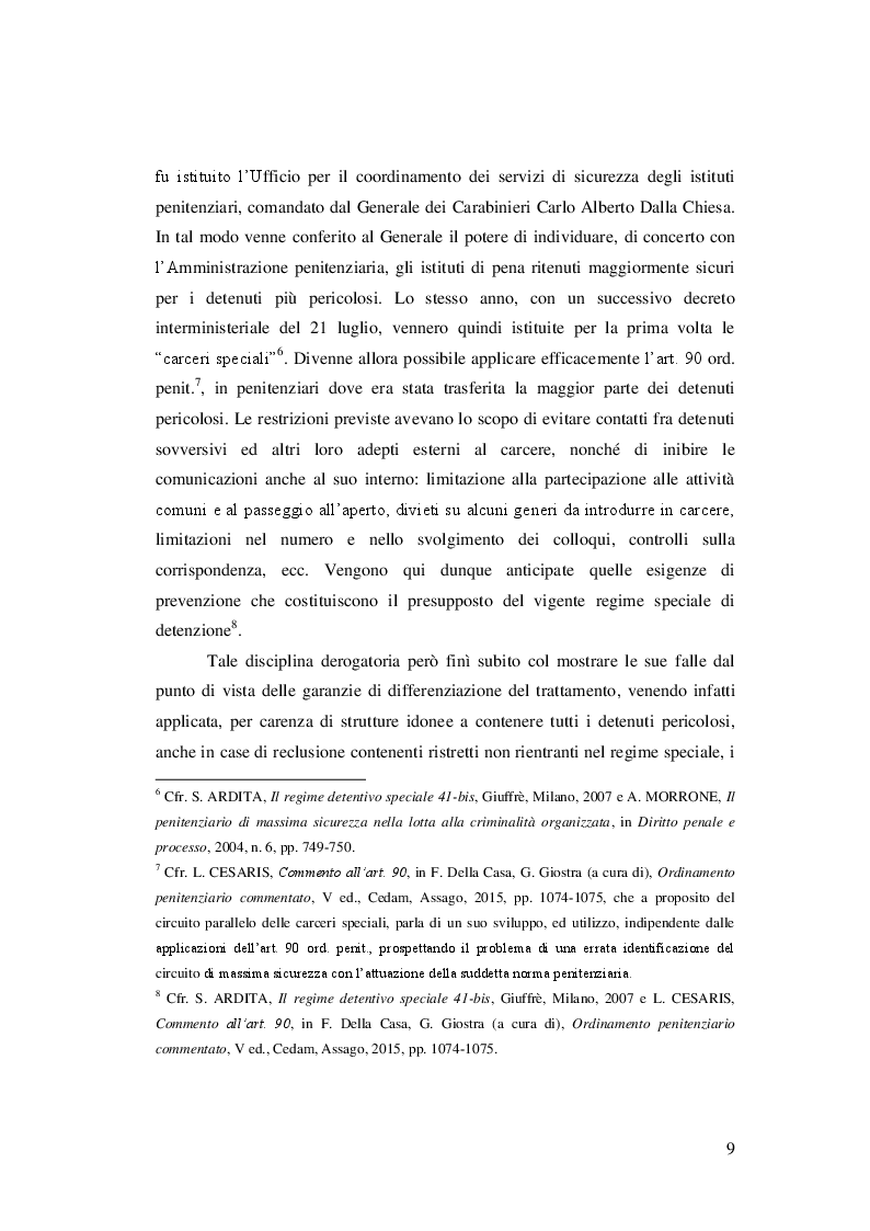Anteprima della tesi: La degenerazione del regime detentivo speciale in vendetta di Stato, Pagina 5