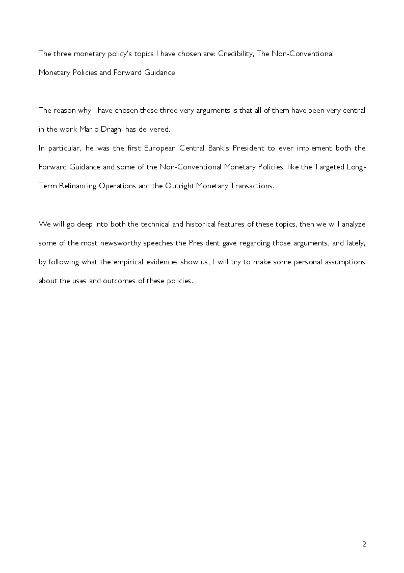 Anteprima della tesi: Mario Draghi at the head of European Central Bank: an analysis of his mandate based upon the main topics of monetary policy, Pagina 3
