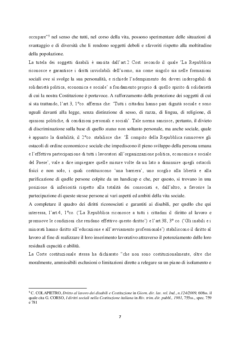 Anteprima della tesi: Il diritto al lavoro dei disabili, Pagina 4
