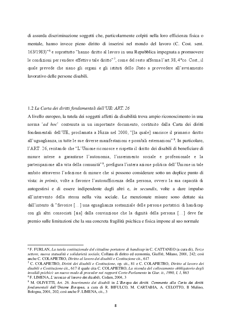 Anteprima della tesi: Il diritto al lavoro dei disabili, Pagina 5