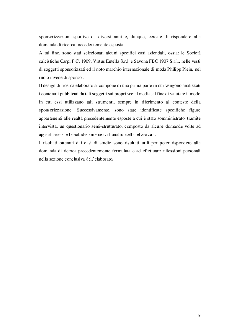 Anteprima della tesi: La sponsorizzazione sportiva quale strumento di marketing nell'era del digitale, Pagina 3