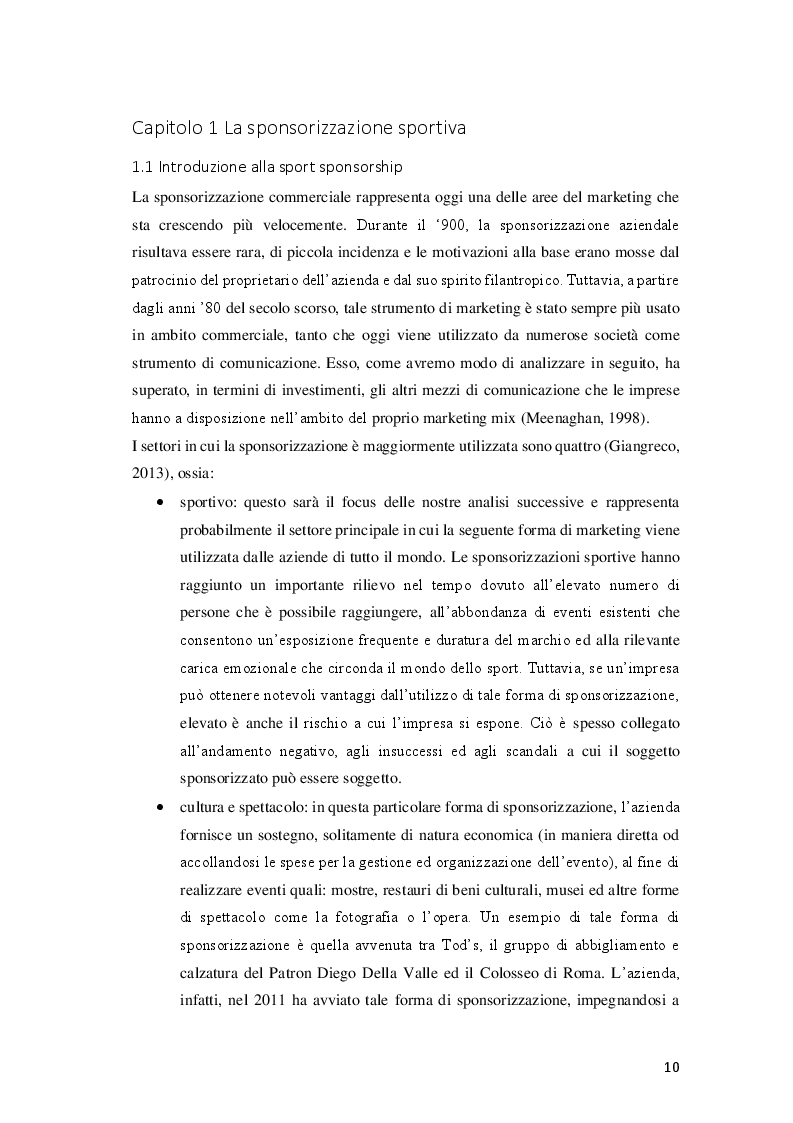 Anteprima della tesi: La sponsorizzazione sportiva quale strumento di marketing nell'era del digitale, Pagina 4