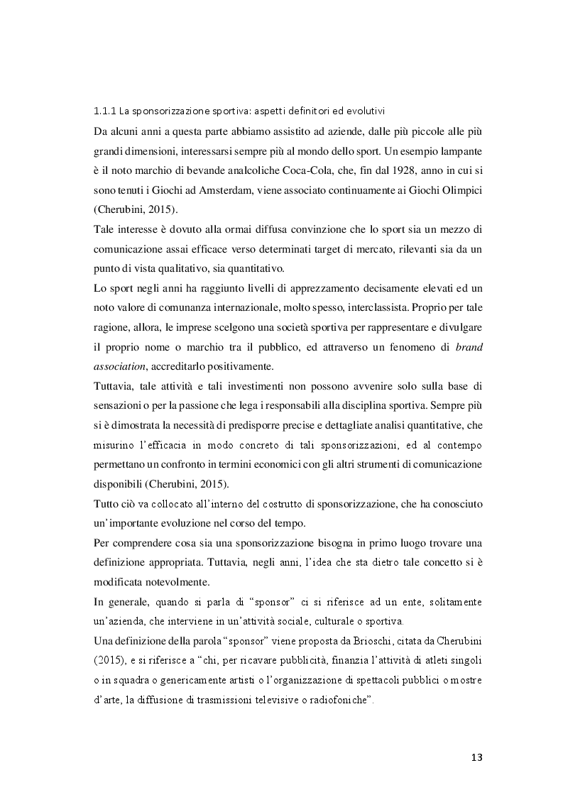 Anteprima della tesi: La sponsorizzazione sportiva quale strumento di marketing nell'era del digitale, Pagina 7