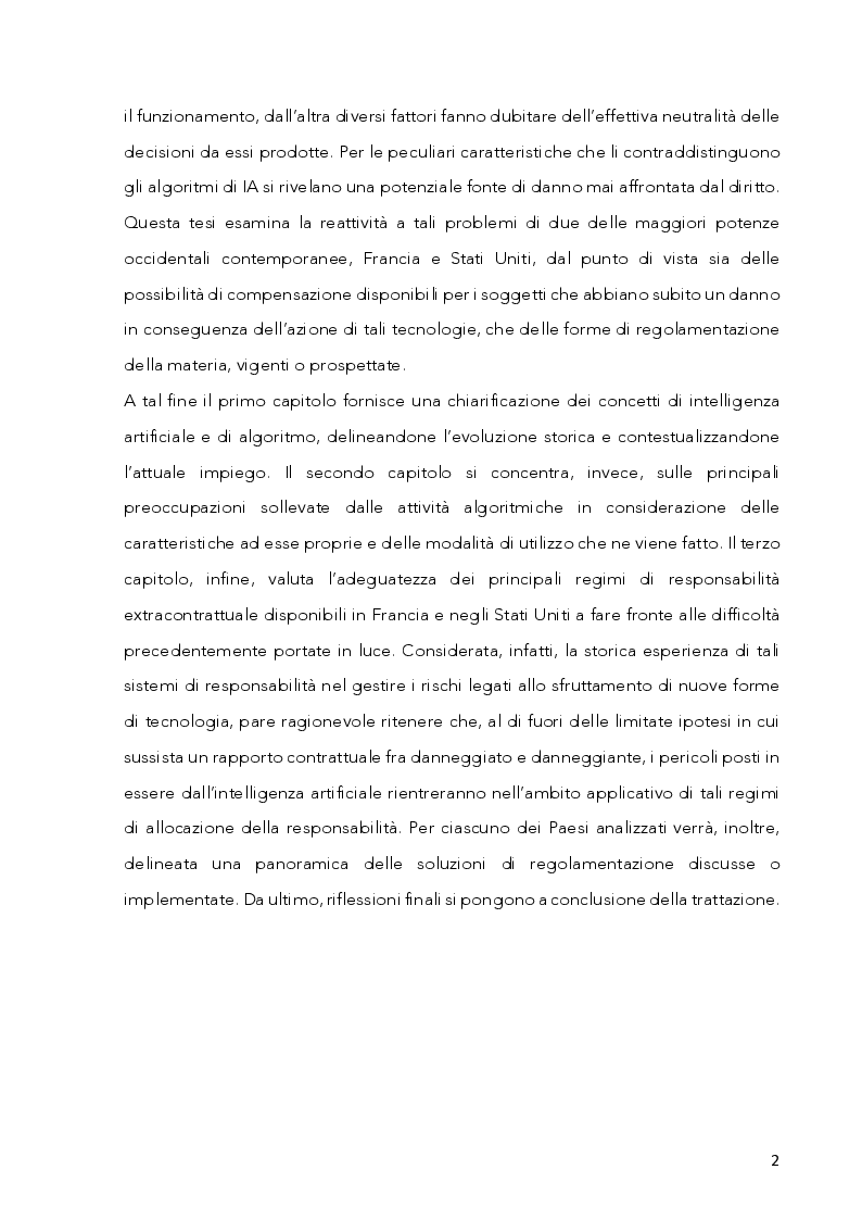 Anteprima della tesi: Responsabilità e Regole dell'Intelligenza Artificiale. Francia e Stati Uniti a Confronto, Pagina 3