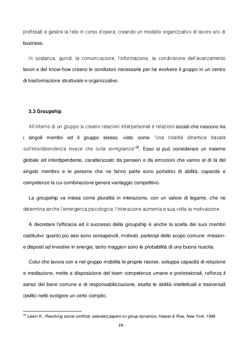 Anteprima della tesi: Dinamiche relazionali e processi comunicativi nei gruppi di aggregazione con particolare riferimento ai business network e alle reti imprenditoriali, Pagina 5