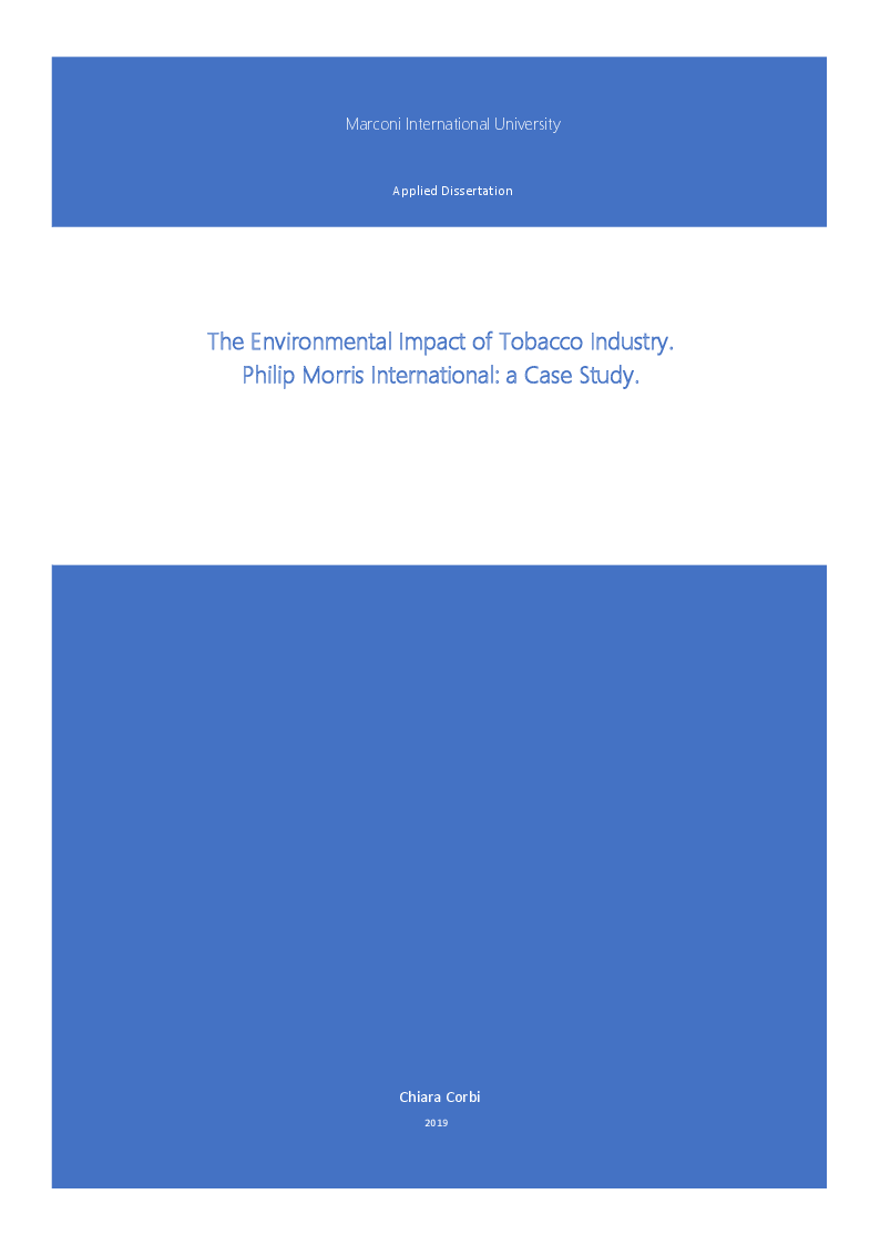 Anteprima della tesi: The Environmental Impact of Tobacco Industry. Philip Morris International: a Case Study., Pagina 1