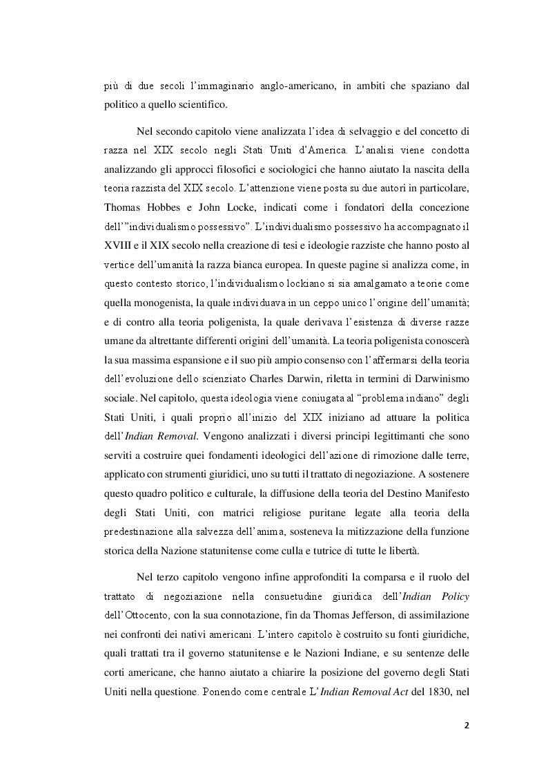 Anteprima della tesi: I Principi di legittimazione dell'espropriazione delle terre dei nativi americani negli Stati Uniti d'America dell'Ottocento., Pagina 3