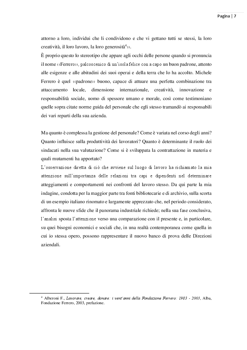 Anteprima della tesi: La gestione del personale alla Ferrero: un modello italiano di welfare aziendale (1959 – 1983), Pagina 4