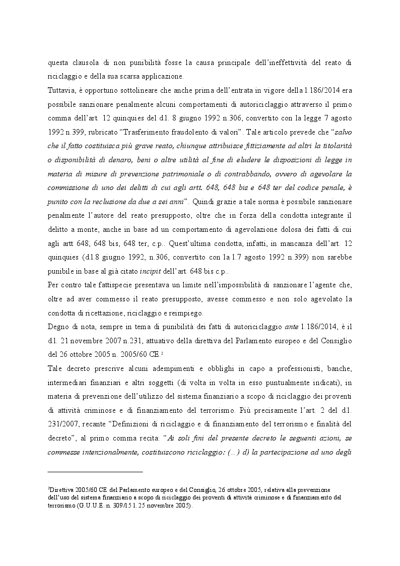 Anteprima della tesi: Il delitto di autoriciclaggio, Pagina 5