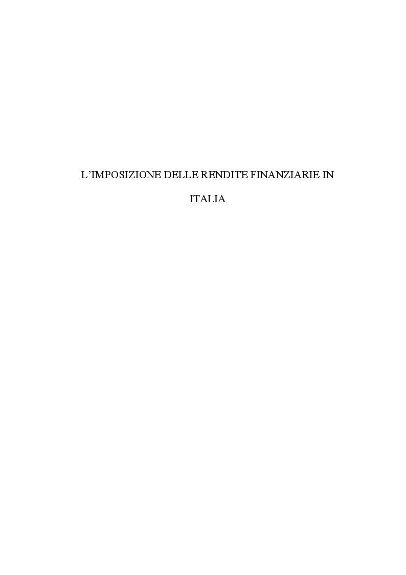 Anteprima della tesi: L'imposizione delle rendite finanziarie nell'ambito della normativa eurounitaria, Pagina 5