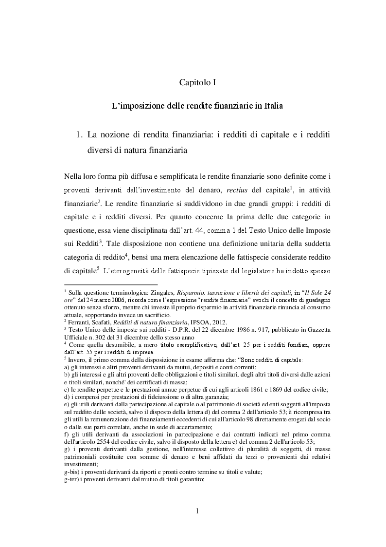 Anteprima della tesi: L'imposizione delle rendite finanziarie nell'ambito della normativa eurounitaria, Pagina 6