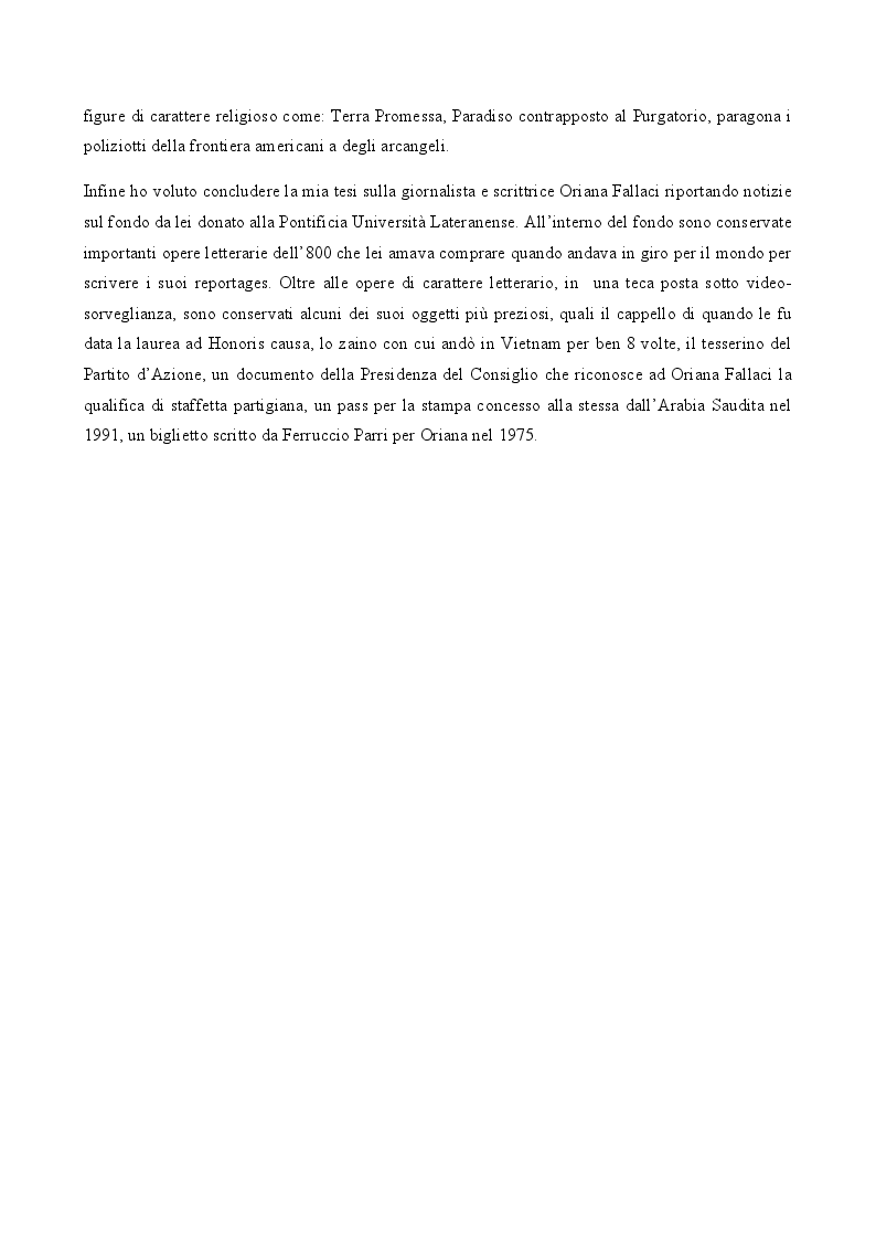 Anteprima della tesi: Oriana Fallaci: intorno alla donna. Un viaggio tra vita e scrittura, Pagina 3
