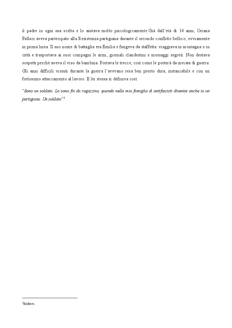 Anteprima della tesi: Oriana Fallaci: intorno alla donna. Un viaggio tra vita e scrittura, Pagina 5