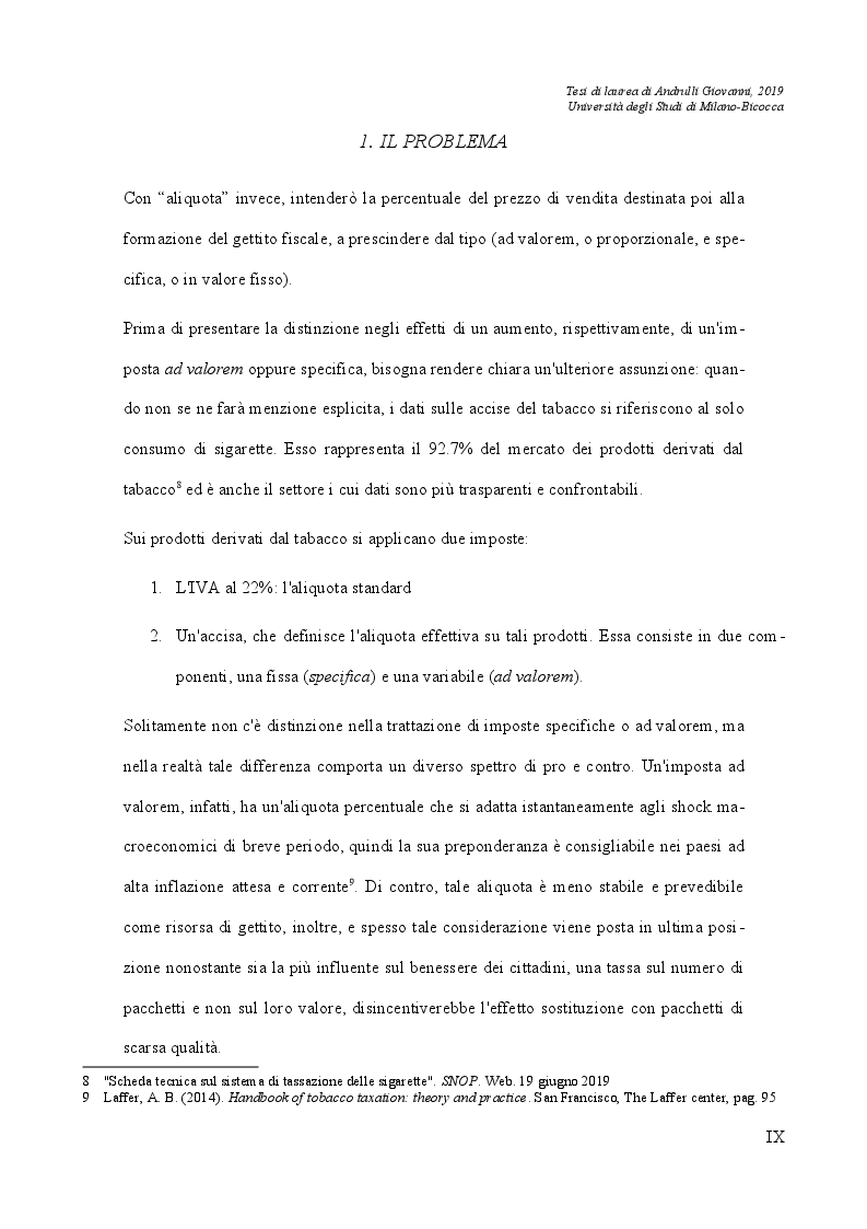 Estratto dalla tesi: La tassazione italiana del tabacco: un'analisi empirica
