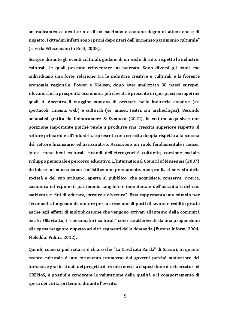 Anteprima della tesi: L'evento come leva strategica dei governi per lo sviluppo del turismo locale. Caso di studio: analisi dei bisogni e del comportamento di spesa dei visitatori durante “La Cavalcata sarda”, Pagina 6