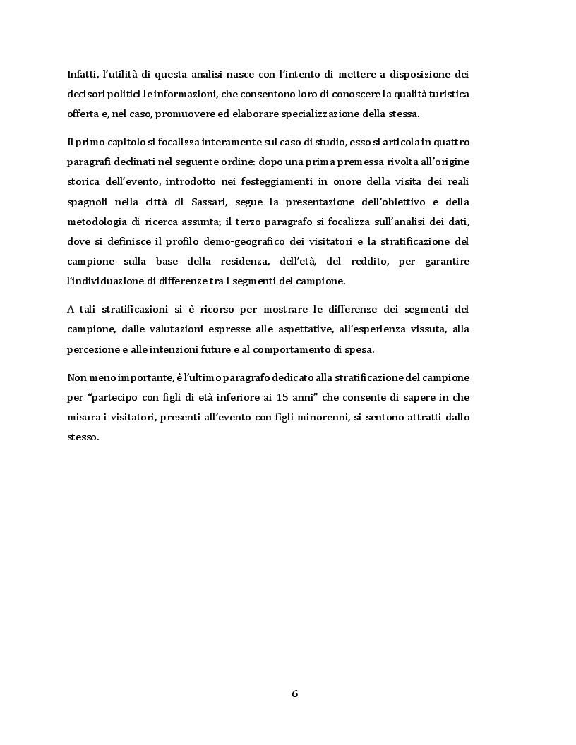 Anteprima della tesi: L'evento come leva strategica dei governi per lo sviluppo del turismo locale. Caso di studio: analisi dei bisogni e del comportamento di spesa dei visitatori durante “La Cavalcata sarda”, Pagina 7