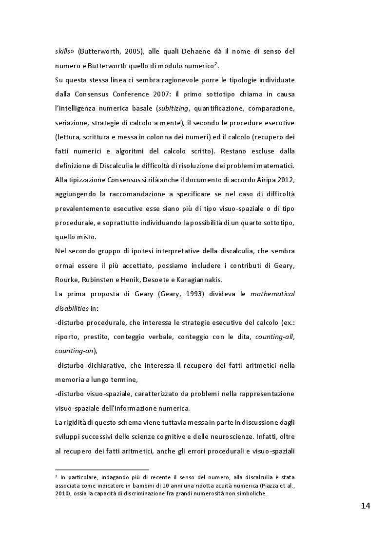 Estratto dalla tesi: Discalculia evolutiva: panoramica sulle modalità di riabilitazione