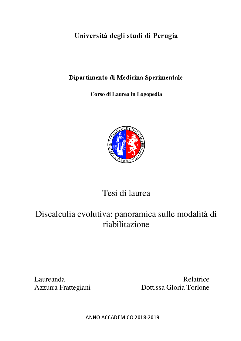 Anteprima della tesi: Discalculia evolutiva: panoramica sulle modalità di riabilitazione, Pagina 1