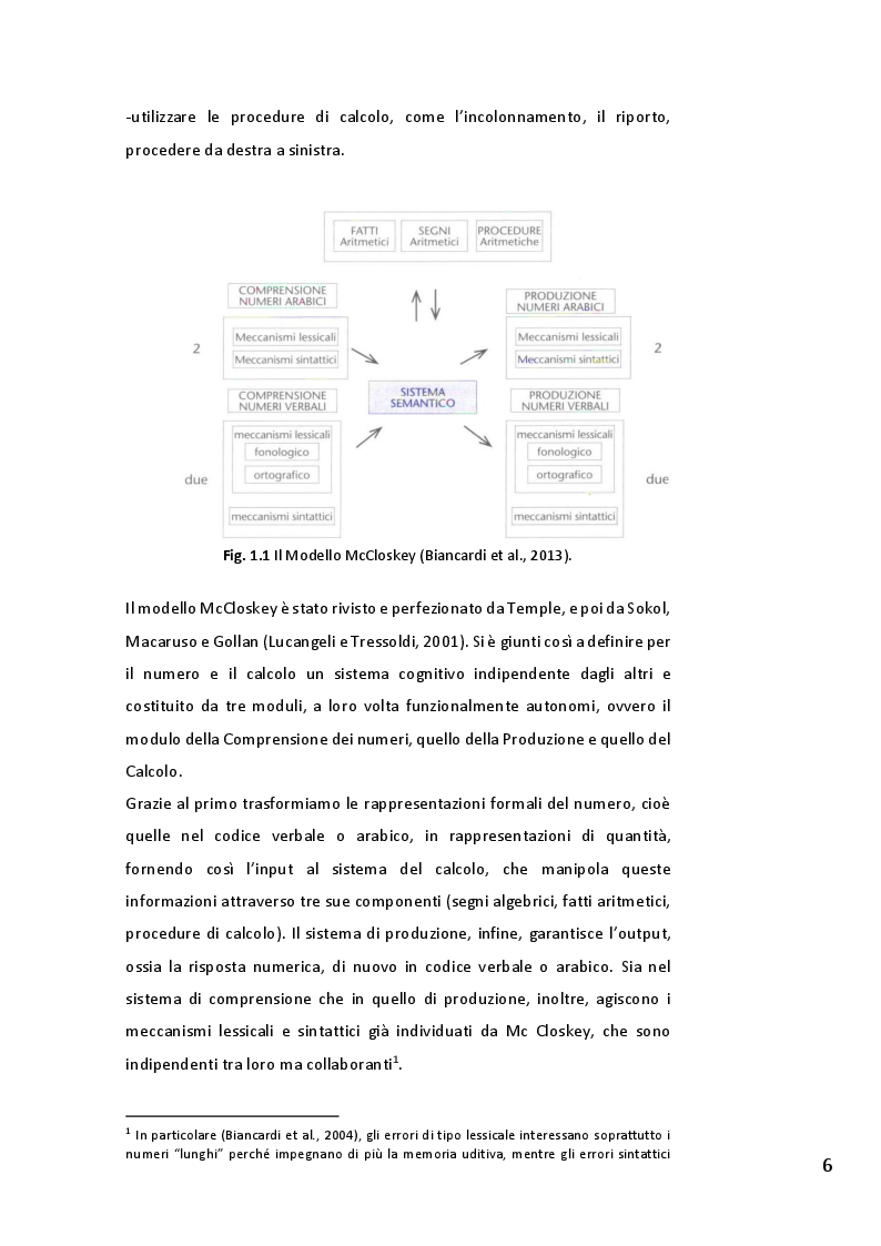 Anteprima della tesi: Discalculia evolutiva: panoramica sulle modalità di riabilitazione, Pagina 6